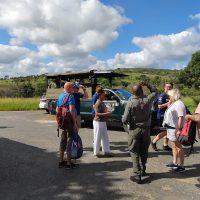 durban shore excursion clients disembarking into game viewers for big 5 safari in the hluhluwe park